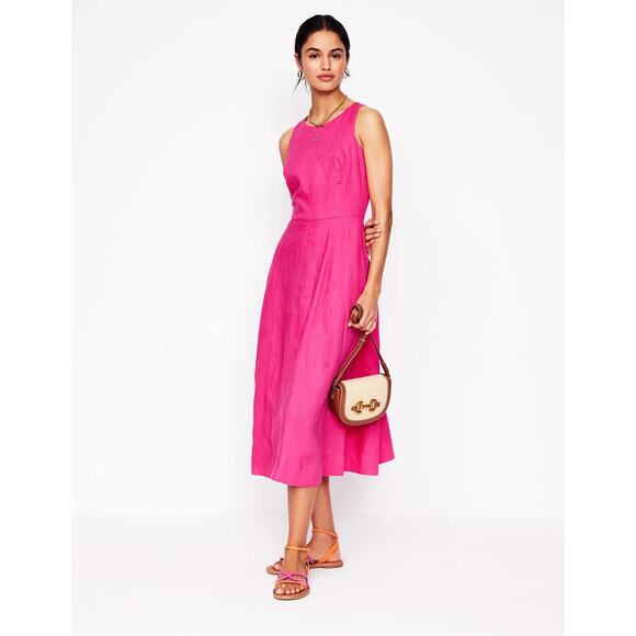 boden carla linen midi dress Boden Yellow Carla Linen Midi Dress